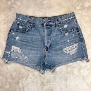 GAP Blue Jean Shorts Distressed Raw-Edge Hem Size 25